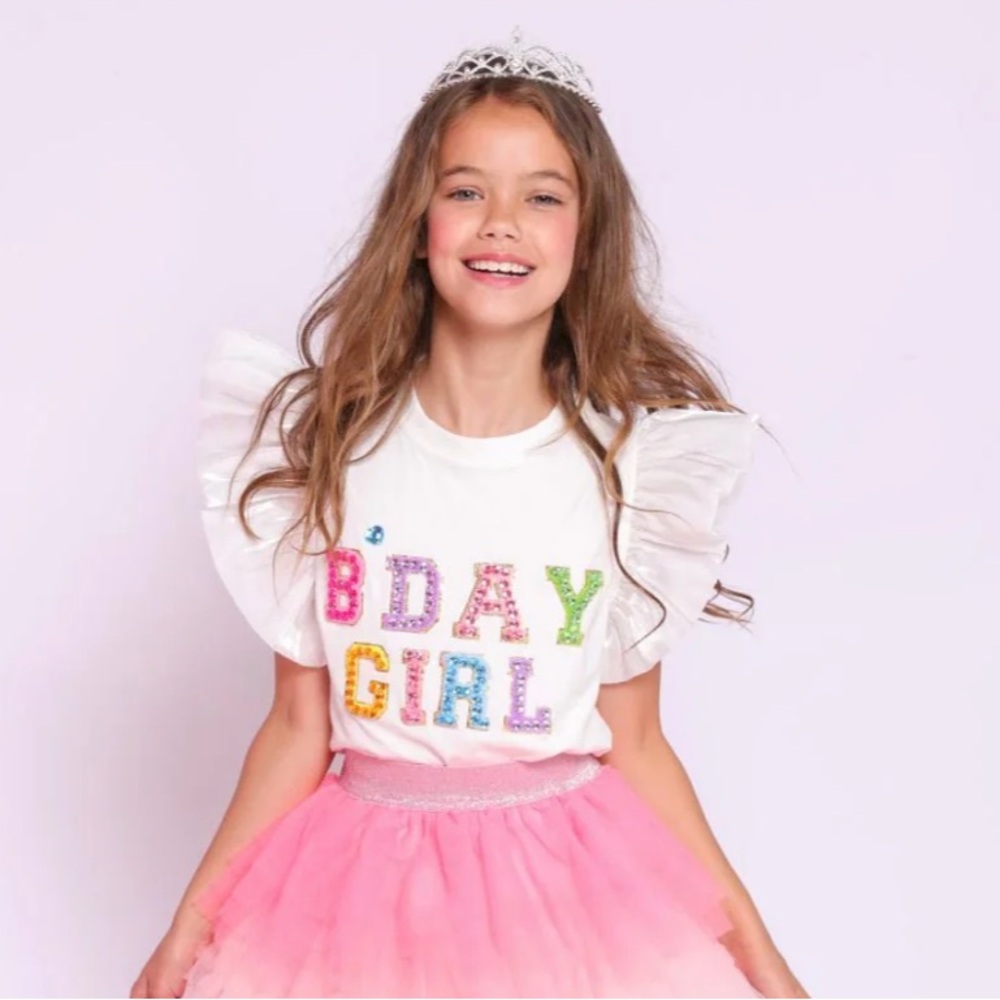 Lola + The Boys White 'Bday Girl' Tee